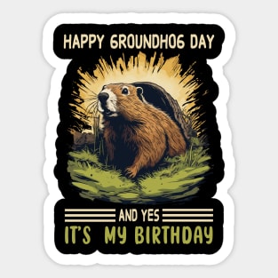 Happy Groundhog Day Funny Birthday Groundhog Lovers Girl Boy Sticker